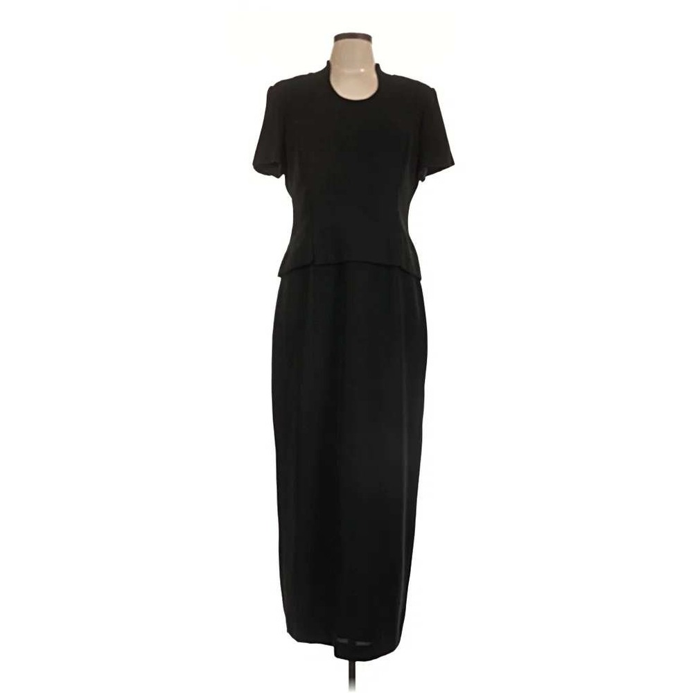 Maggy London Womens Black Short Sleeve Mock Two Piece Maxi Dress Size 12